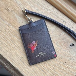 Coach Floral Card Holder Lanyard